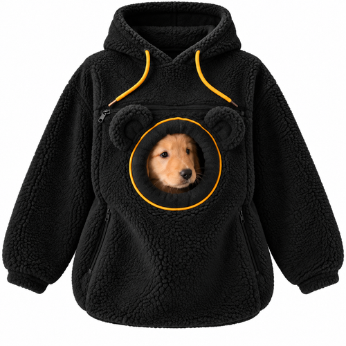 Evcil Hayvan Taşıma Cepli Kapüşonlu Sweatshirt